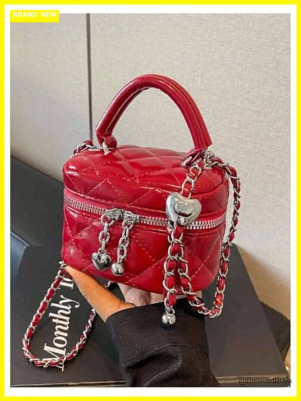 Faux Leather Quilted Zipper Crossbody Bag Y2K Top Handle Small Bucket Satchel